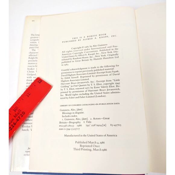 Alec Guinness BLESSINGS IN DISGUISE Hard Cover 1986 1st Edition 3rd Printing - Picture 6 of 9